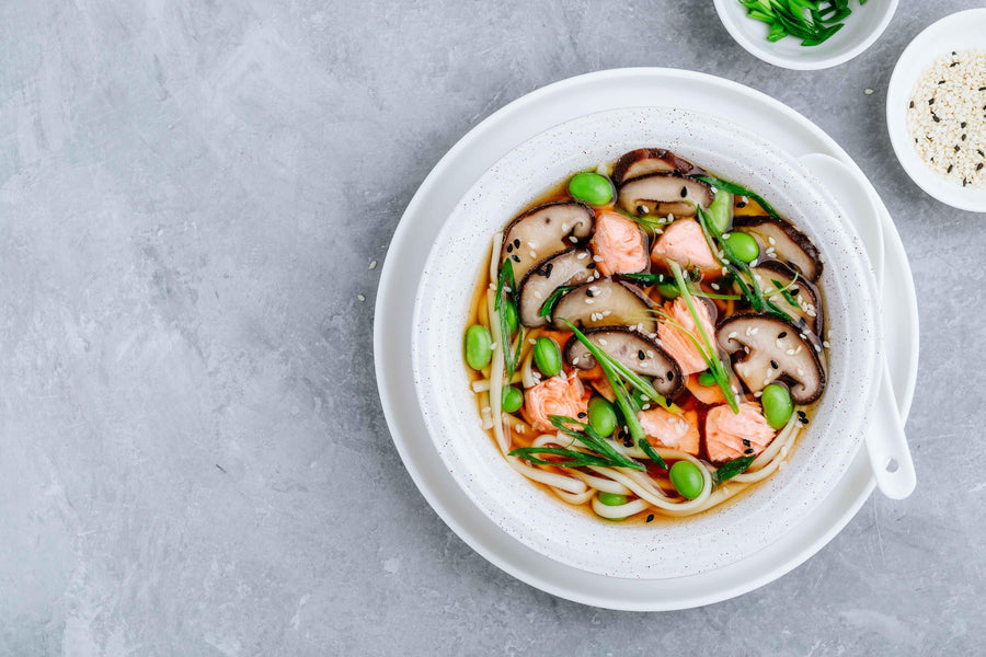 SALMON & SHIITAKE MUSHROOM NOODLE BOWL